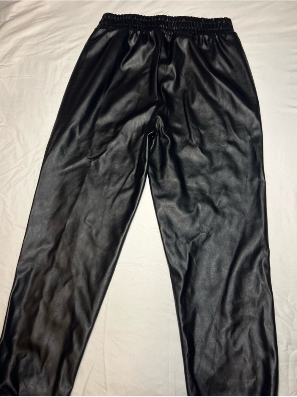 Black Faux Leather Jogger Pants